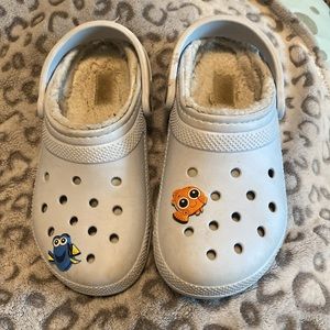 Light blue Fuzzy crocs